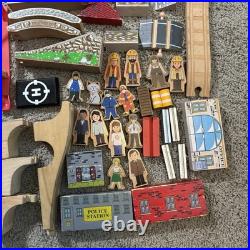 Huge Wooden Train Track Set Lot Bridges Crane Cars Figures Mixed Brands Thomas