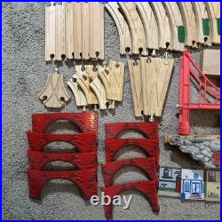 Huge Wooden Train Track Set Lot Bridges Crane Cars Figures Mixed Brands Thomas
