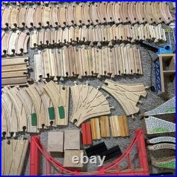 Huge Wooden Train Track Set Lot Bridges Crane Cars Figures Mixed Brands Thomas