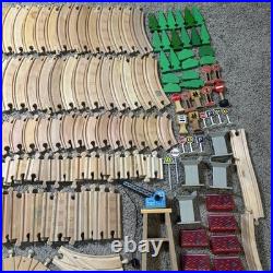 Huge Wooden Train Track Set Lot Bridges Crane Cars Figures Mixed Brands Thomas