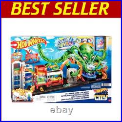 Interactive City Toy Car Track Set with Color Change Vehicle