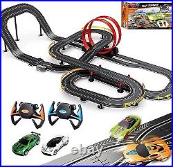 Interactive Electric Slot Car Race Track with Light and Sound Effects