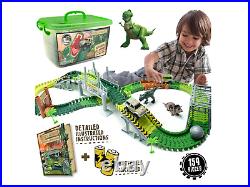 JitteryGit Dinosaur Toys for Boys Race Car Track Set Dinosaurs STEM Vehicle