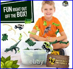JitteryGit Dinosaur Toys for Boys Race Car Track Set Dinosaurs STEM Vehicle