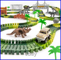 JitteryGit Dinosaur Toys for Boys Race Car Track Set Dinosaurs STEM Vehicle