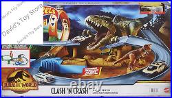 Jurassic World Dominion Toy Cars & Track Set, Clash'N Crash Playset with Big Di