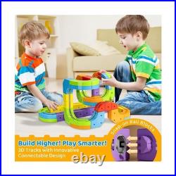 KlickRail Electric Train Set Flexible Race Track for Kids 4 6 7 8, 88 Pcs Car