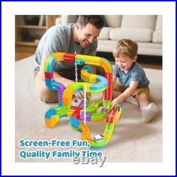 KlickRail Electric Train Set Flexible Race Track for Kids 4 6 7 8, 88 Pcs Car