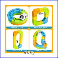 KlickRail Electric Train Set Flexible Race Track for Kids 4 6 7 8, 88 Pcs Car