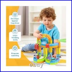 KlickRail Electric Train Set Flexible Race Track for Kids 4 6 7 8, 88 Pcs Car