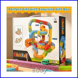 KlickRail Electric Train Set Flexible Race Track for Kids 4 6 7 8, 88 Pcs Car
