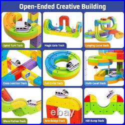 Klickrail Electric Train Set Flexible Race Track for Kids 4 6 7 8, 88 Pcs Car T