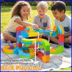 Klickrail Electric Train Set Flexible Race Track for Kids 4 6 7 8, 88 Pcs Car T