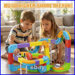 Klickrail Electric Train Set Flexible Race Track for Kids 4 6 7 8, 88 Pcs Car T