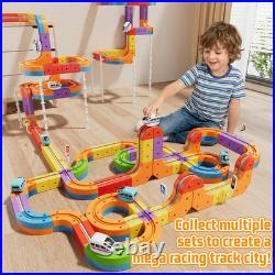 Klickrail Electric Train Set Flexible Race Track for Kids 4 6 7 8, 88 Pcs Car T