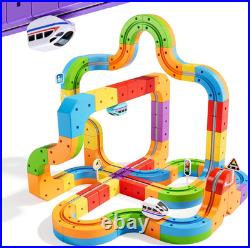 Klickrail Electric Train Set Flexible Race Track for Kids 4 6 7 8, 88 Pcs Car T