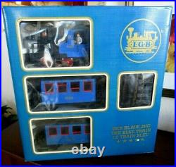 LGB 20301BZ The Blue Train Passenger Set with Figures, Vtg Loco, Cars, Track