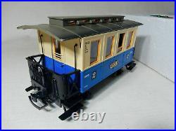 LGB 23301 US PASSENGER TRAIN SET 1990S G SCALE ENGINE With 2 CARS CONTROL TRACKS