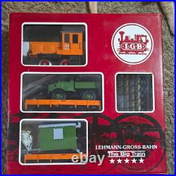 LGB G Gauge Analog Starter Set with Locomotive, Flat Car & Track Orange/Green