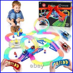 Magic Kids Race Track Set 300+ Pcs Glow in The Dark Flexible Car Tracks E