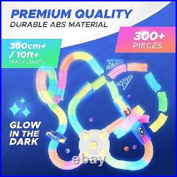 Magic Kids Race Track Set 300+ Pcs Glow in The Dark Flexible Car Tracks E