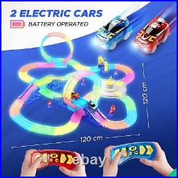 Magic Kids Race Track Set 300+ Pcs Glow in The Dark Flexible Car Tracks E