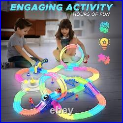 Magic Kids Race Track Set 300+ Pcs Glow in The Dark Flexible Car Tracks E