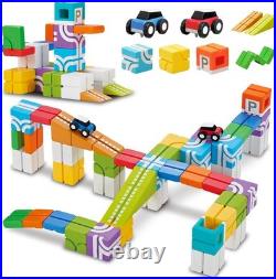 Magnetic Building Blocks Car Track Set, 46PCS STEM Learning Toys for Kids Age