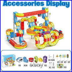 Magnetic Electric Train Tracks Set Gift for Kids 3-10 Car, 3D Infinity Cube Track