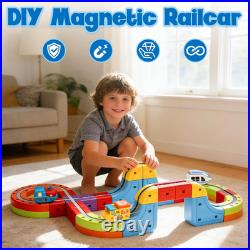 Magnetic Electric Train Tracks Set Gift for Kids 3-10 Car, 3D Infinity Cube Track