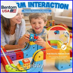 Magnetic Electric Train Tracks Set Gift for Kids 3-10 Car, 3D Infinity Cube Track