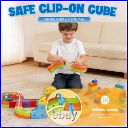 Magnetic Electric Train Tracks Set Gift for Kids 3-10 Car, 3D Infinity Cube Track