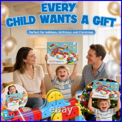 Magnetic Electric Train Tracks Set Gift for Kids 3-10 Car, 3D Infinity Cube Track