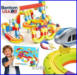 Magnetic Electric Train Tracks Set Gift for Kids 3-10 Car, 3D Infinity Cube Track