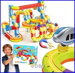 Magnetic Electric Train Tracks Set Gift for Kids 3-10 Car, 3D Infinity Cube Track