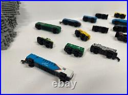 Micro Machines Train Set Lot x44 Track Pcs x16 Train Cars Mixed As Pictured