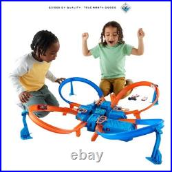 Motorized Criss-Cross Crash Track Set with 164 Scale Toy Car for Kids