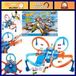 Motorized Hot Wheels Track Set, 164 Scale Car, 4 Intersections, Criss-Cross Cra