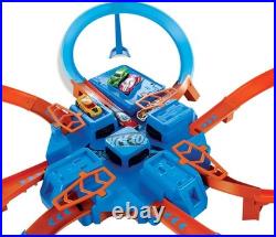 Motorized Hot Wheels Track Set, 164 Scale Car, 4 Intersections, Criss-Cross Cra