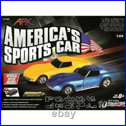 NEW AFX America's Sports Car Chevy Corvette 32-Ft Mega G+ HO Slot Car Track Set