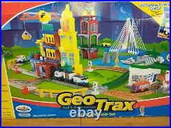 NEW! BIG Lot Fisher Price Geo Trax Train Set, Buildings, Trains, Track, Cars, Bridges