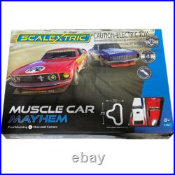 NEW Scalextric Muscle Car Mayhem Mustang vs Camaro 132 Slot Car Track Set