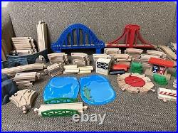 Nearly 200 Piece Wooden Train Track Lot Railway Set Accessories Cars, People