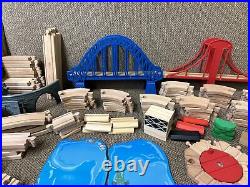 Nearly 200 Piece Wooden Train Track Lot Railway Set Accessories Cars, People