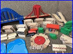 Nearly 200 Piece Wooden Train Track Lot Railway Set Accessories Cars, People