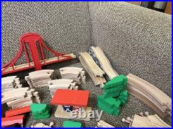 Nearly 200 Piece Wooden Train Track Lot Railway Set Accessories Cars, People