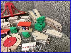 Nearly 200 Piece Wooden Train Track Lot Railway Set Accessories Cars, People