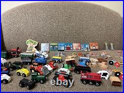 Nearly 200 Piece Wooden Train Track Lot Railway Set Accessories Cars, People