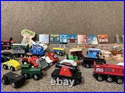 Nearly 200 Piece Wooden Train Track Lot Railway Set Accessories Cars, People