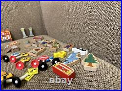 Nearly 200 Piece Wooden Train Track Lot Railway Set Accessories Cars, People